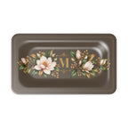 Magnolia Monogram Serving Tray in Brown, desk tidy size
