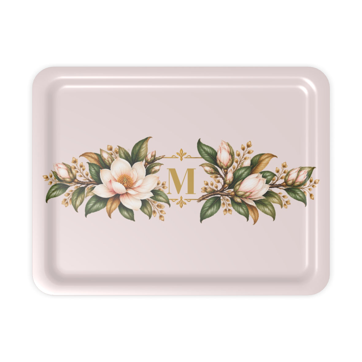 Magnolia Monogram Serving Tray in Blush, large size