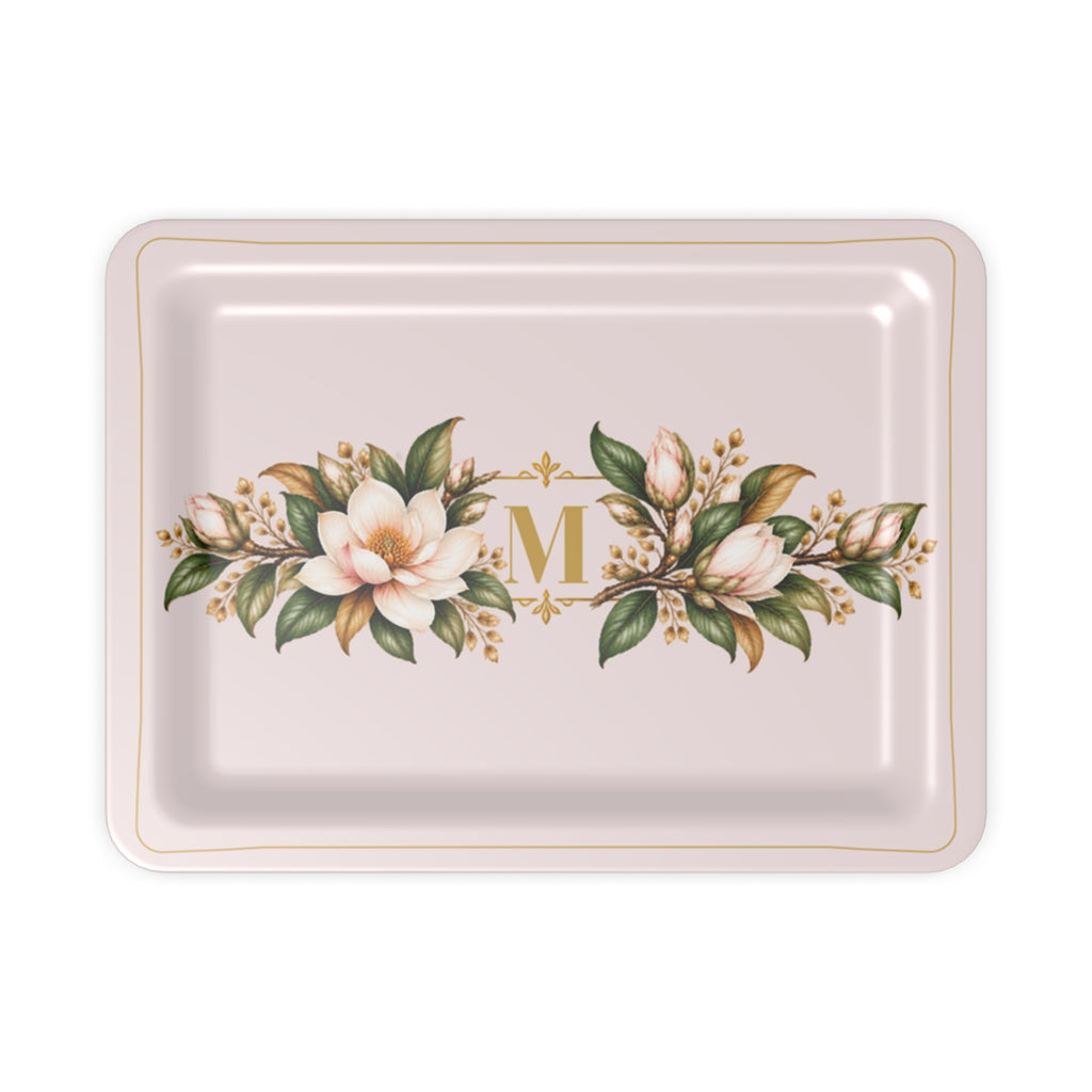 Magnolia Monogram Serving Tray in Blush, small size
