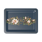 Magnolia Monogram Serving Tray in Navy, small size