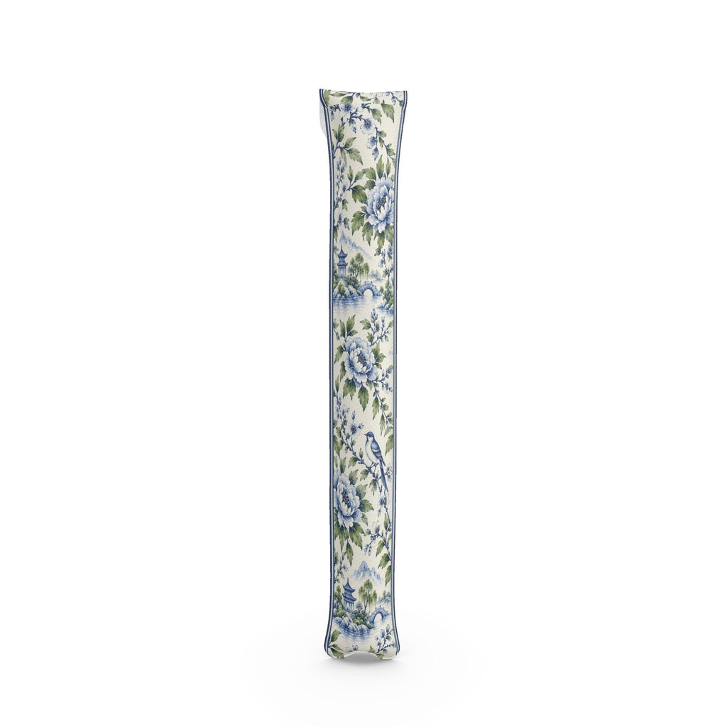 Mahjong mat dust bag, Blue & Green Chinoiserie design, back view