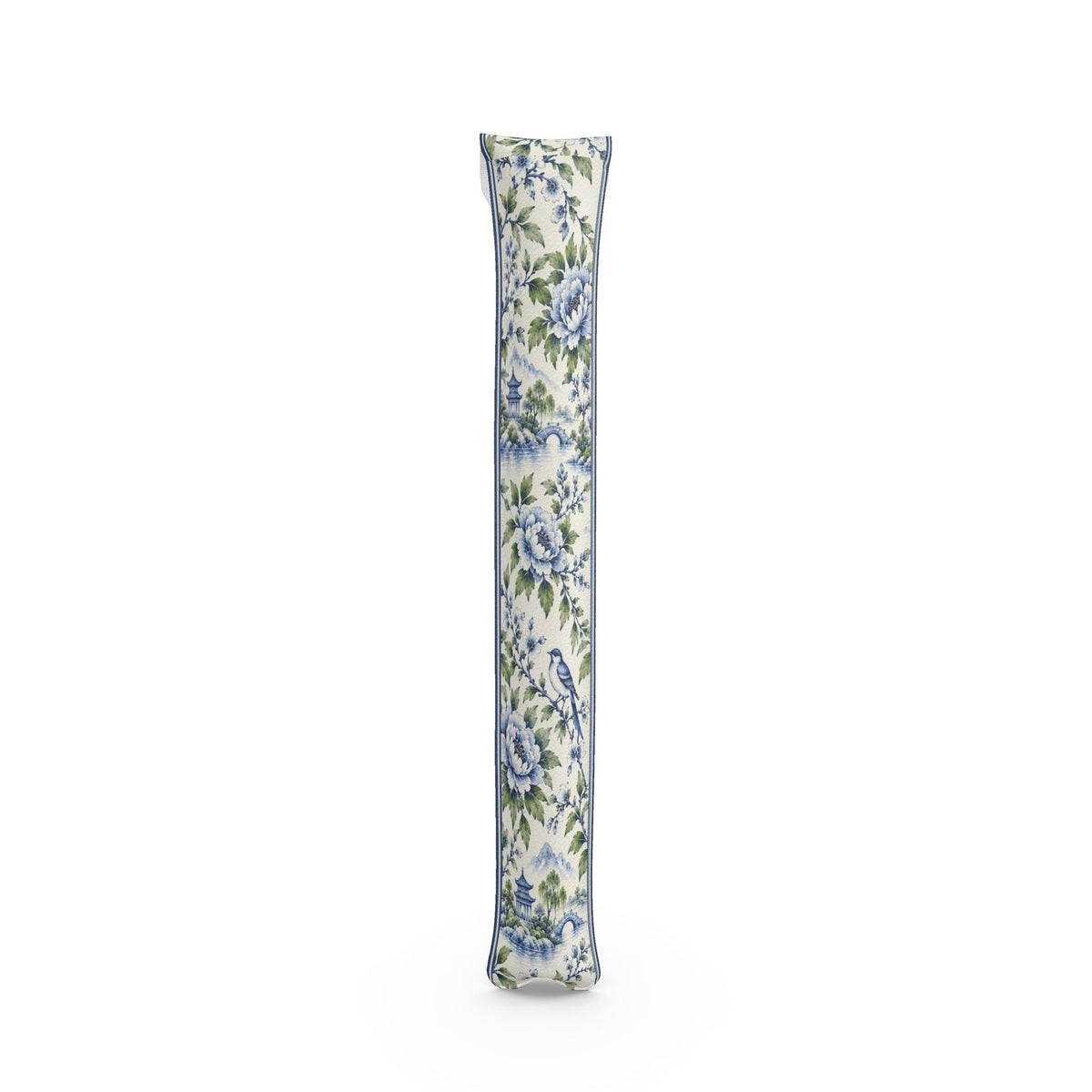 Mahjong mat dust bag, Blue & Green Chinoiserie design, back view