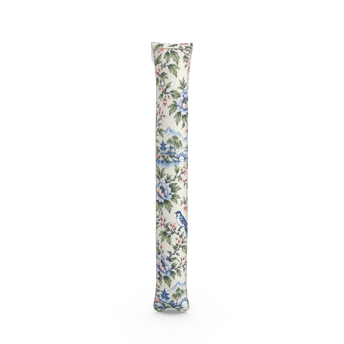 Mahjong mat dust bag, Blue, Green & Pink Chinoiserie design, back view
