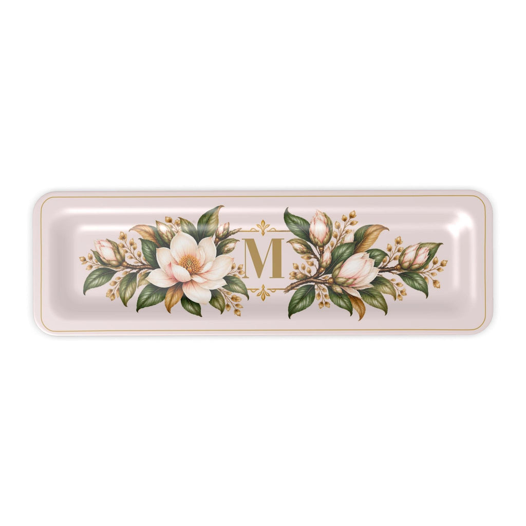 Magnolia Monogram Serving Tray in Blush, slim size