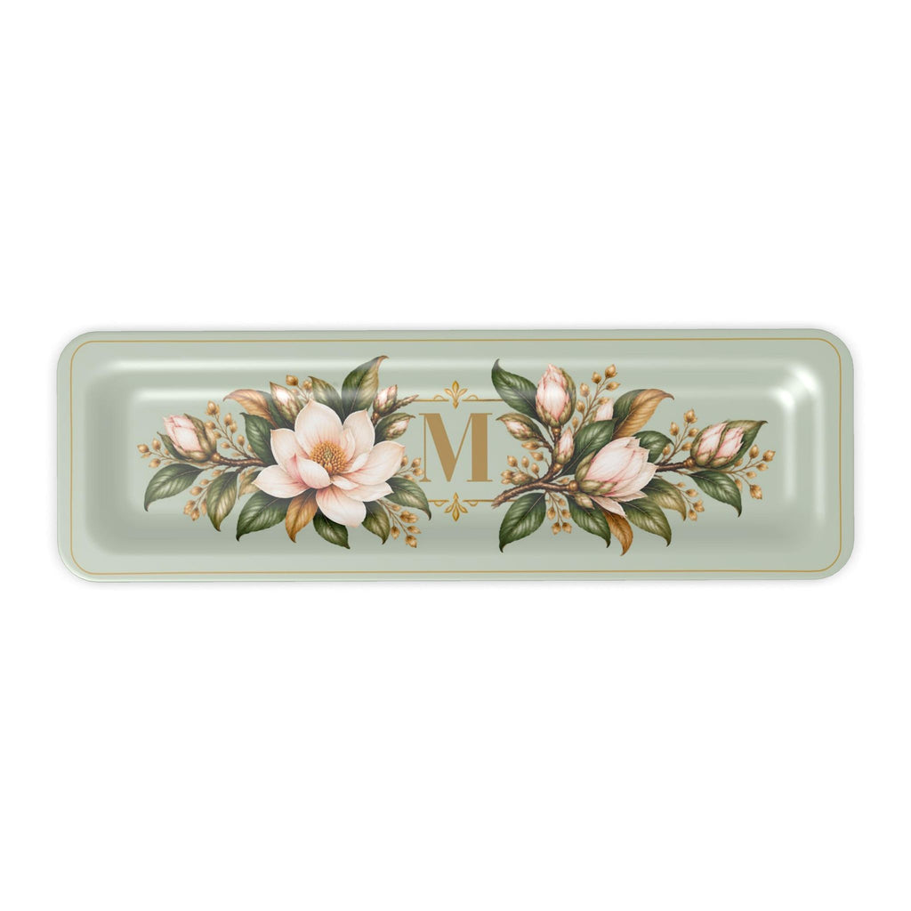 Magnolia Monogram Serving Tray in Sage Green, slim size