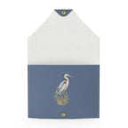 Heron Mahjong Card Wallet, Slate Blue: open view with a blue heron among the reeds inside