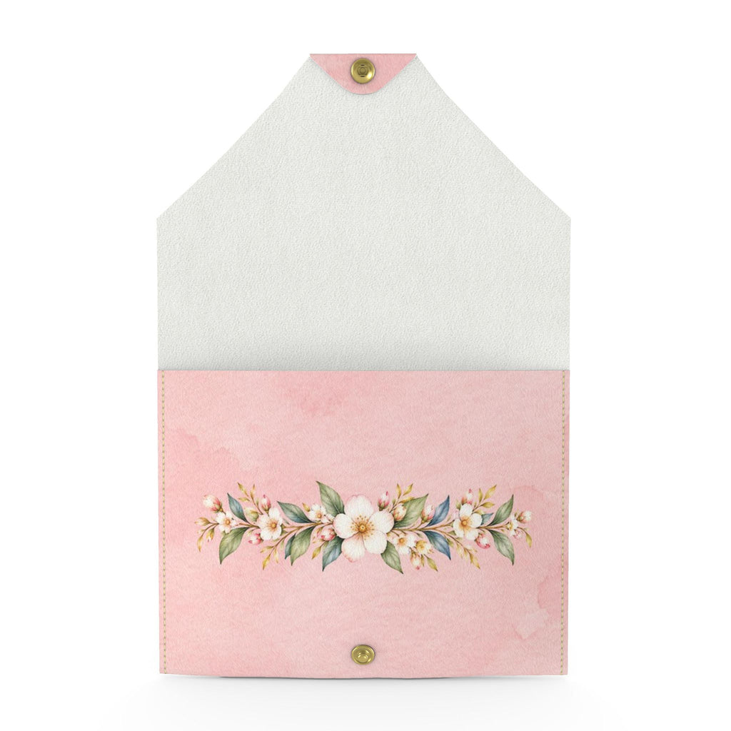 Pink Elephant Mahjong Card Wallet, Blush: open view with a blossom garland inside