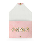 Pink Elephant Mahjong Card Wallet, Blush: open view with a blossom garland inside