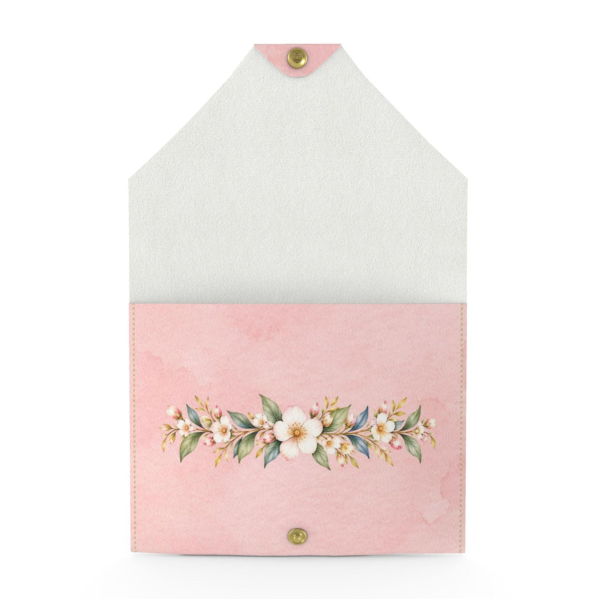 Pink Elephant Mahjong Card Wallet, Blush: open view with a blossom garland inside