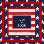 Stars and Stripes 1776–2026 mahjong mat, navy stars with red and white stripes