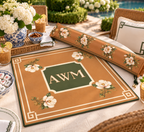 Mahjong mat dust bag, Magnolias design, shown with a matching mahjong mat