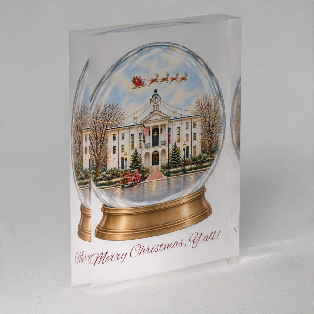 Merry Christmas, Y'all! Snow Globe Acrylic Prism