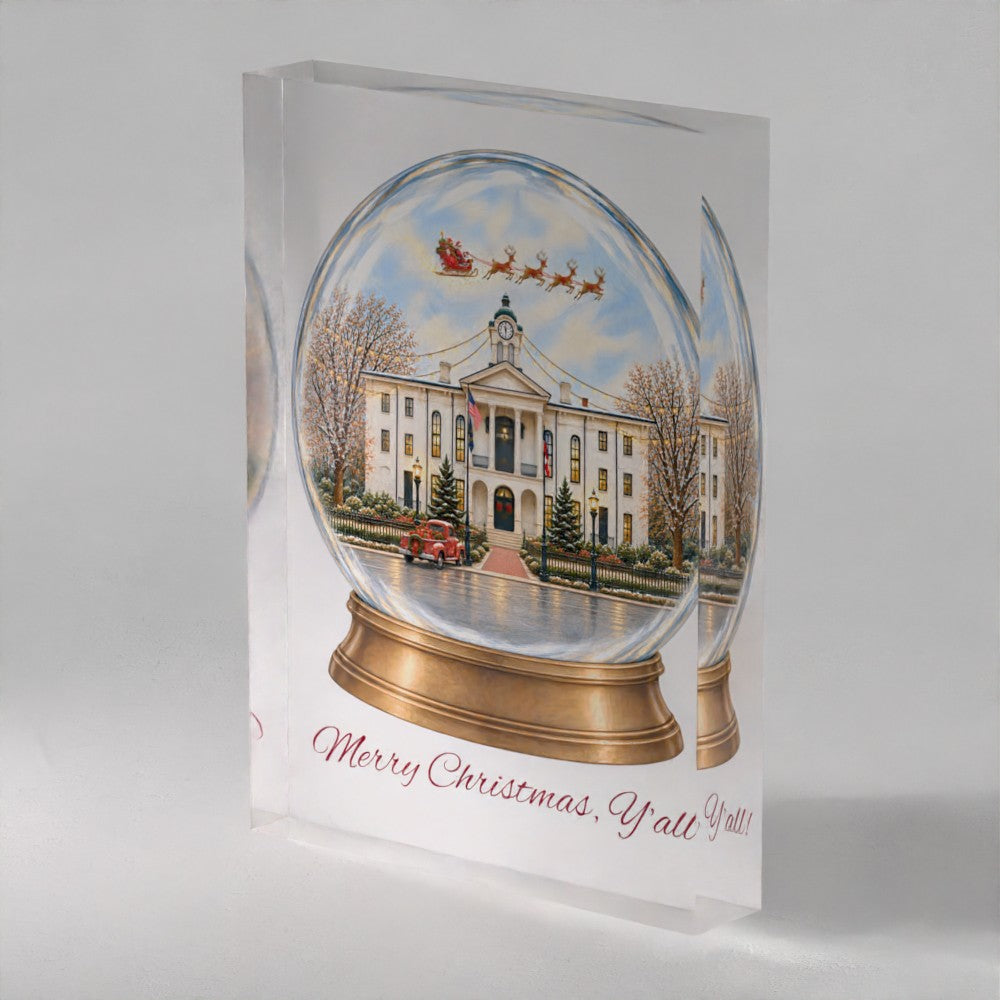 Merry Christmas, Y'all! Snow Globe Acrylic Prism