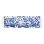 Oxford Toile Monogram Serving Tray, slim tray, blue-and-white toile of Oxford landmarks around a Mississippi outline with a sample AWM monogram