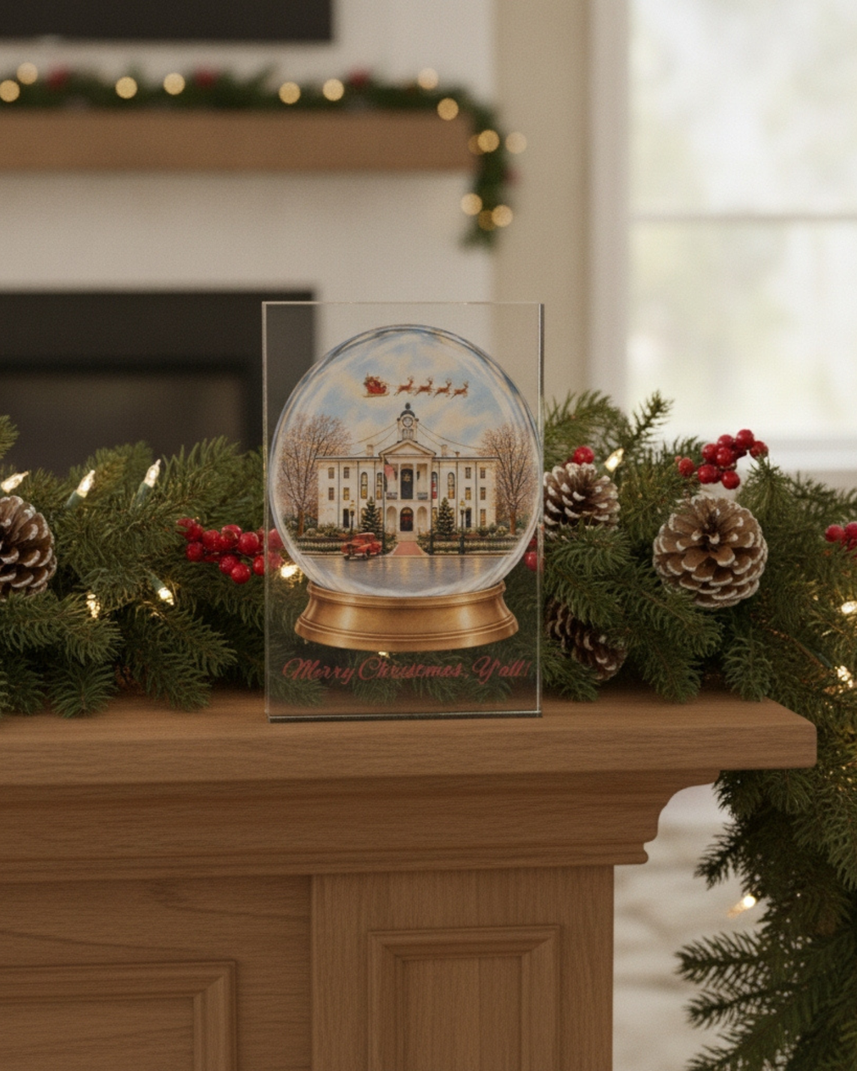 Merry Christmas, Y'all! Snow Globe Acrylic Prism