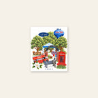 A Love Letter to Oxford canvas, 10 x 8 inch size, front view showing the Grove arch, The SIP water tower, red bus and phone booth