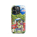 A Love Letter to Oxford MagSafe tough case on iPhone 15 Pro, watercolor Oxford, Mississippi scene