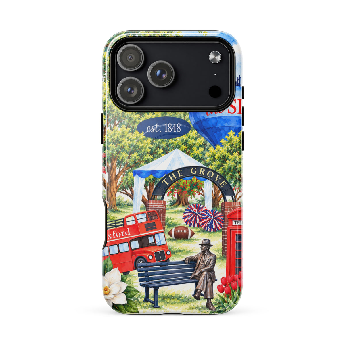 A Love Letter to Oxford MagSafe tough case, glossy, on iPhone 18 Pro Max, watercolor Oxford, Mississippi scene
