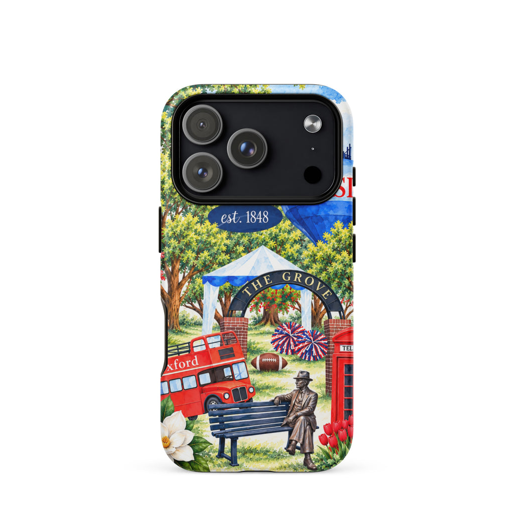 A Love Letter to Oxford MagSafe tough case, matte, on iPhone 18 Pro, watercolor Oxford, Mississippi scene