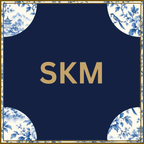 Custom mahjong mat, Pavilion Corners (Navy with Toile Corners) chinoiserie pattern