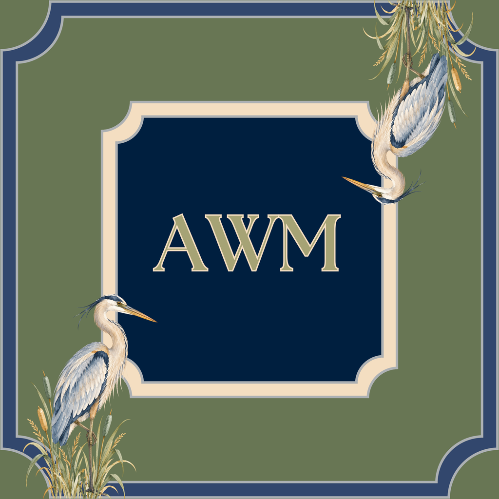 Custom mahjong mat, Herons on Sage design