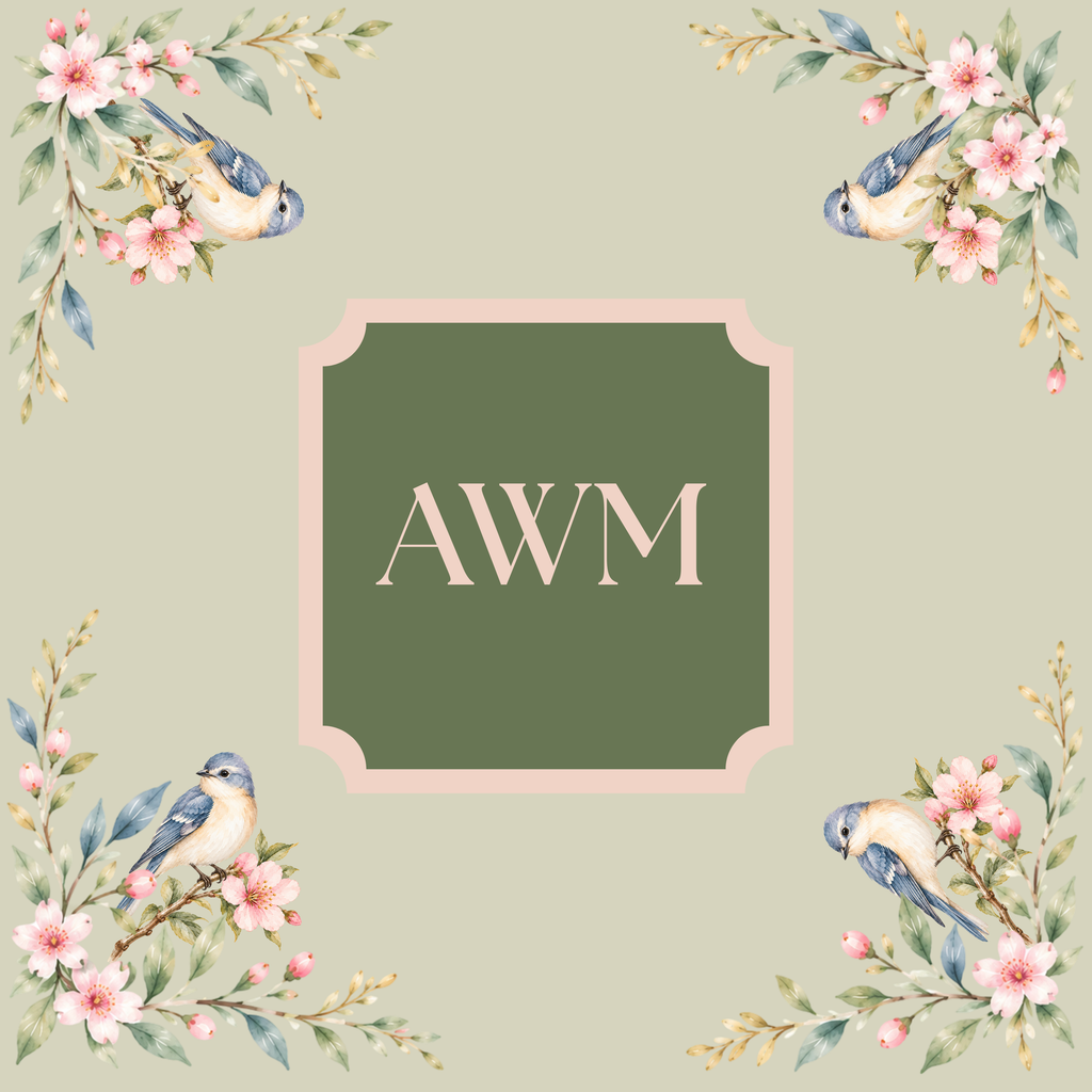Custom mahjong mat, Songbirds & Blossoms on Sage design